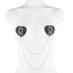NPC0039--Punk style chest chain integrated chain jewelry European and American body chain nipple chain leather sexy lady love chest patch
