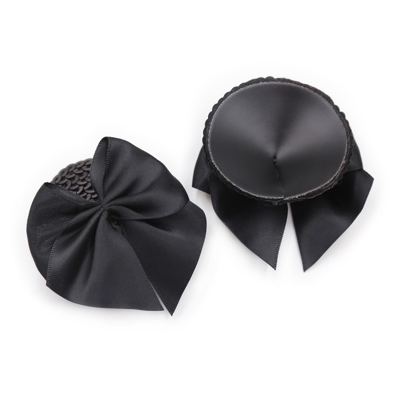 202000063--Flirting jewelry bra red bow nipple black round silicon anti-exposure sexy breast patch