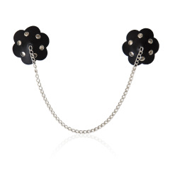 202400060--Petal leather nipple straps with chain straps