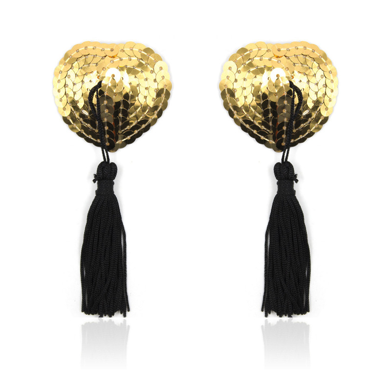 202002001--Interesting tassel heart-shaped nipple patch sequin prop breast patch breast ornament invisible nipple patch