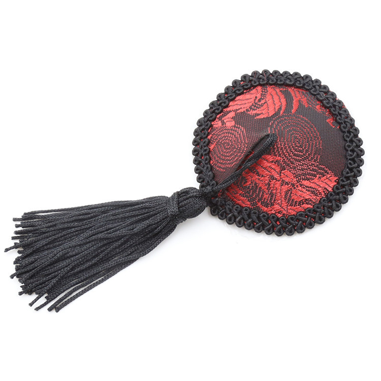SS2052--Round sex toy silicone breast patch black tassel adult passionate female sm toy chest patch