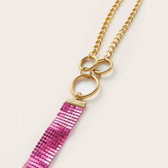 220317e--Sexy Nipple Paste Pink Metal Chest Paste with Tassel Aluminum Mesh Anti-Lighting Paste