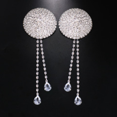 YLJ2204--New fashionable round tassel chest stickers sexy rhinestone chest ornaments