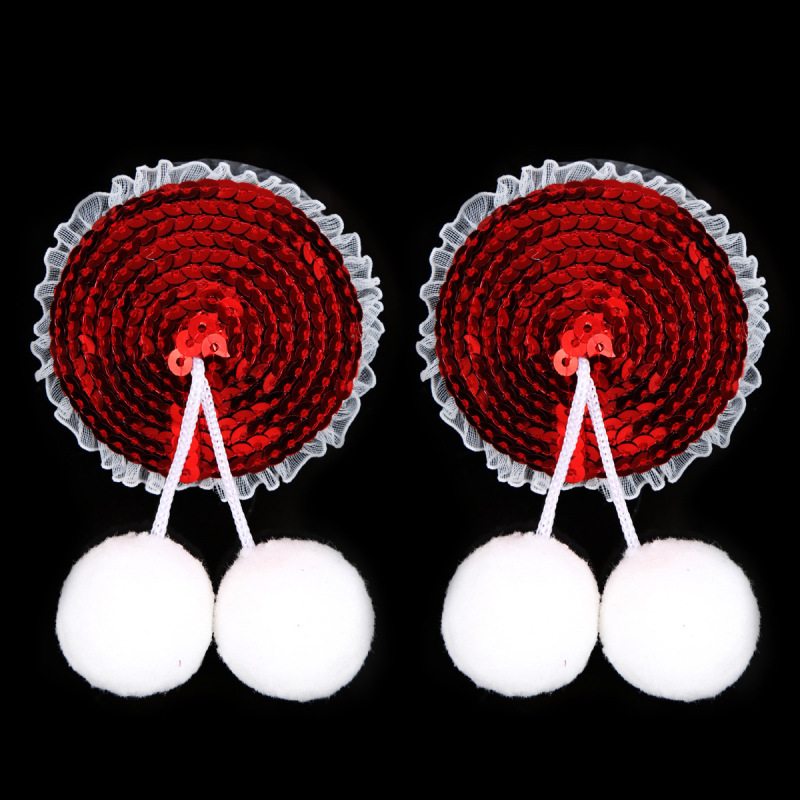 202000102--Sexy round nipple patches, sequined red silicone breast patches, Christmas sexy breast patches