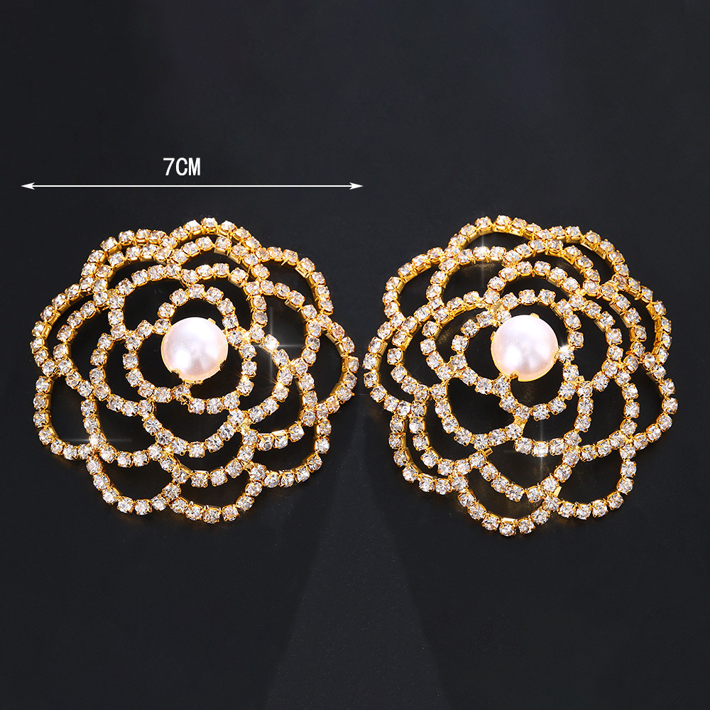 LB2026--New hollow flower-shaped breast patch, sexy pearl and rhinestone breast patch