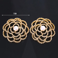 LB2026--New hollow flower-shaped breast patch, sexy pearl and rhinestone breast patch