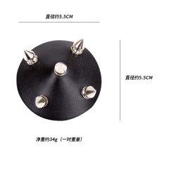 202402066--Genuine leather spiked nipple pasties for women, spiked stage props