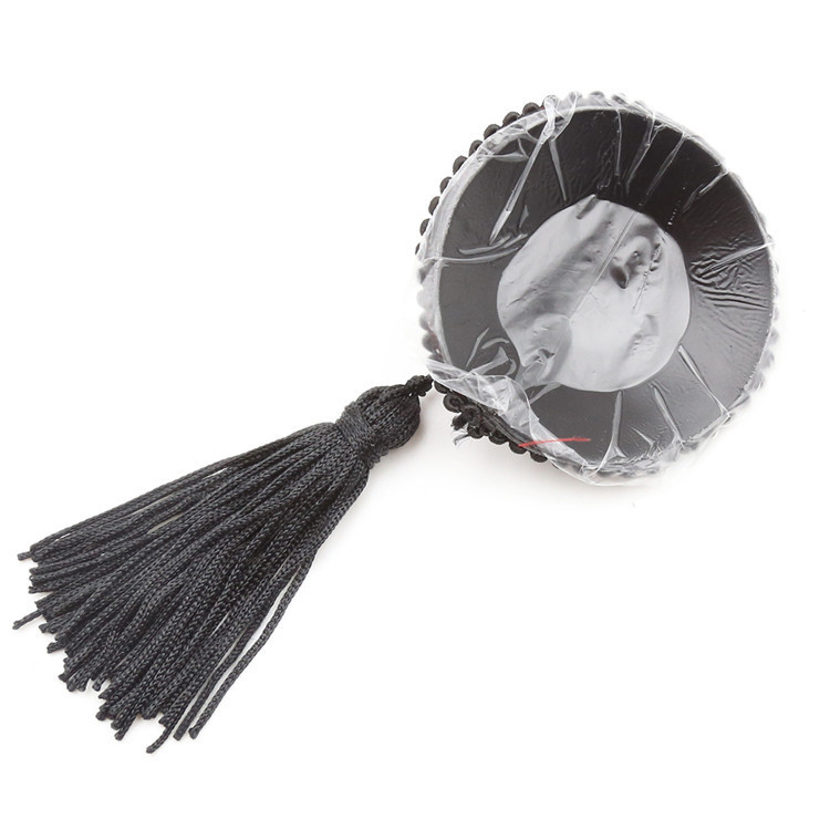 SS2052--Round sex toy silicone breast patch black tassel adult passionate female sm toy chest patch
