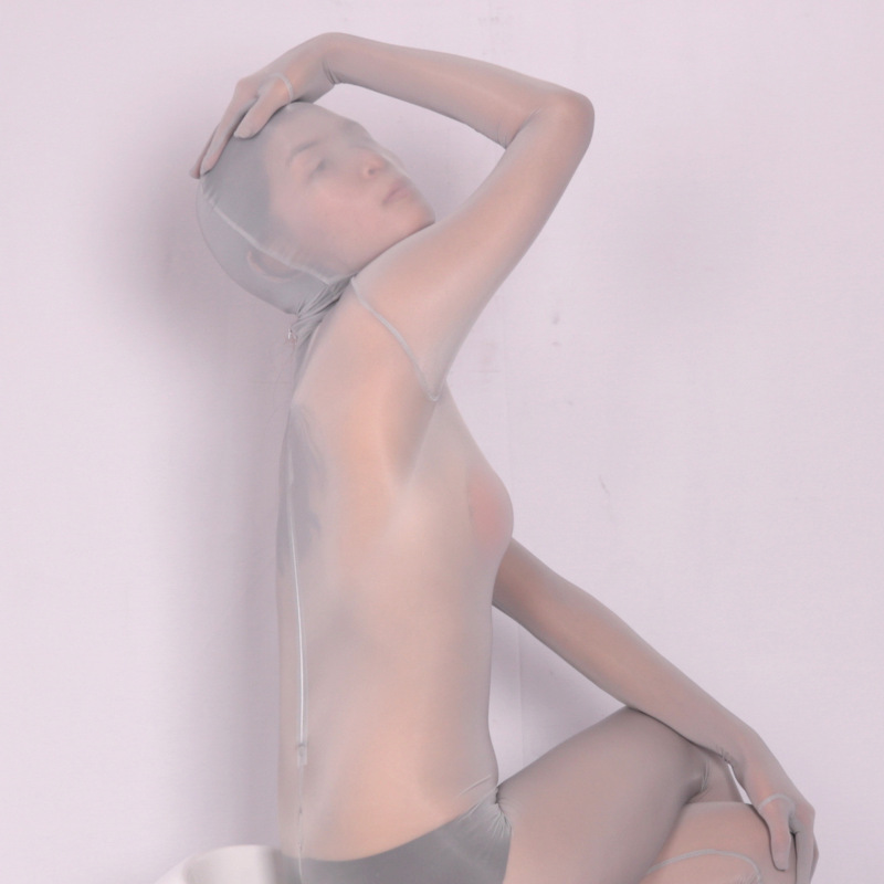 B10--Sexy high-elastic home male and female love corset see-through ice silk all-inclusive one-piece bodysuit