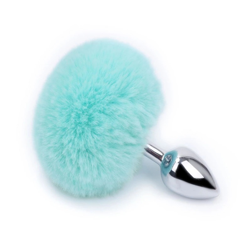 SZ014--Sex toys sm metal back yard fox tail anal plug hair ball anal plug small size