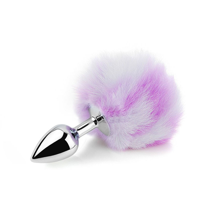 SZ014--Sex toys sm metal back yard fox tail anal plug hair ball anal plug small size