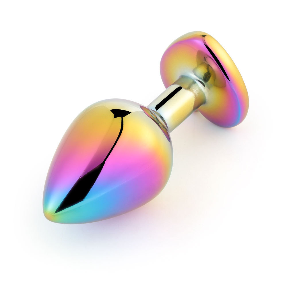 wo-14-Colorful heart-shaped sm metal anal plug set in the back yard, sex toy anal plug