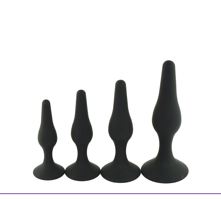 wo-18-Silicone backcourt anal plug four-piece set anal beads hands-free suction cup anal plug