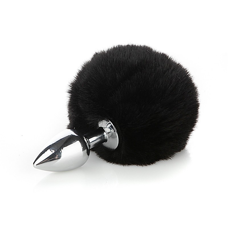 SZ014--Sex toys sm metal back yard fox tail anal plug hair ball anal plug small size