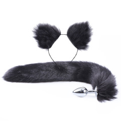 SZ013--SM Sexy Fox Tail Anal Plug Metal Back Chamber Plug Artificial Tail Set 2-piece Set 26 Colors Optional