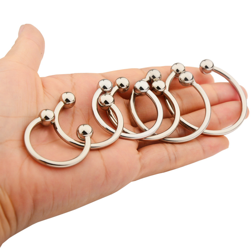 wo-22-Men's SM metal penis ring metal locking sperm ring jj double bead ring C ring penis ring penis sleeve