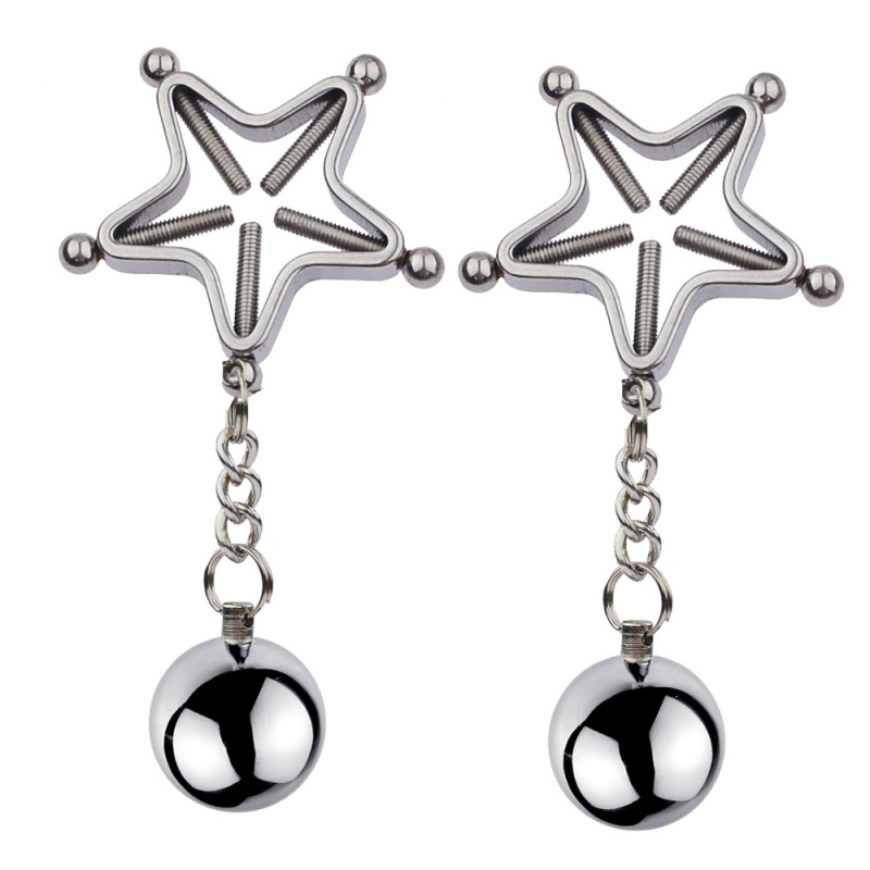 SZ016--Sex toys SM nipple clamp metal sex toys male and female couples student sex toys gravity ball weight-bearing pendant vaginal clamp