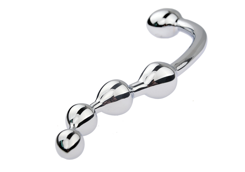 wo-27-Adult SM sex toys, metal anal plug, 4-bead anal plug, anal massage, prostate massage, anal plug, S stick