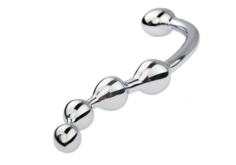wo-27-Adult SM sex toys, metal anal plug, 4-bead anal plug, anal massage, prostate massage, anal plug, S stick