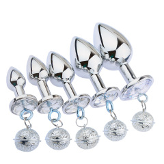 SZ017--Adult SM sex toys metal bell anal plug walnut anal plug round silver Gong Ling anal plug
