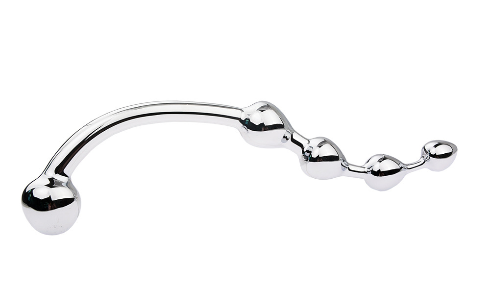 wo-27-Adult SM sex toys, metal anal plug, 4-bead anal plug, anal massage, prostate massage, anal plug, S stick