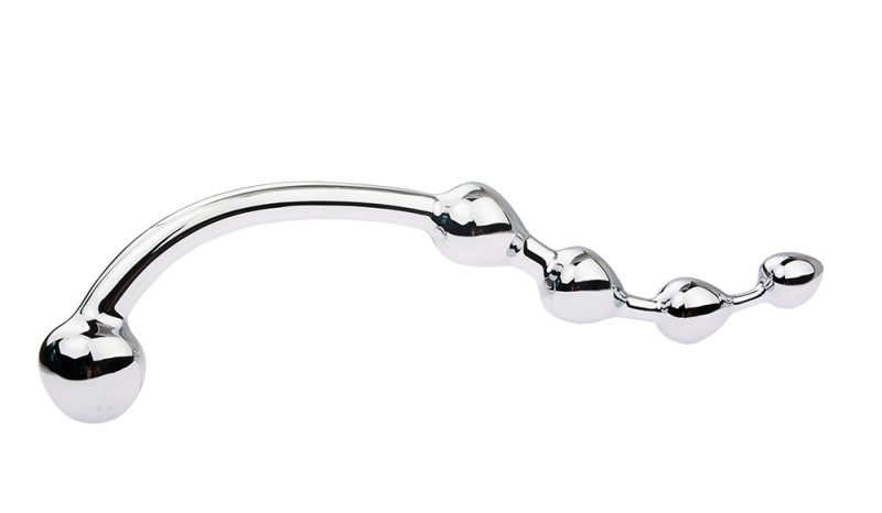 wo-27-Adult SM sex toys, metal anal plug, 4-bead anal plug, anal massage, prostate massage, anal plug, S stick