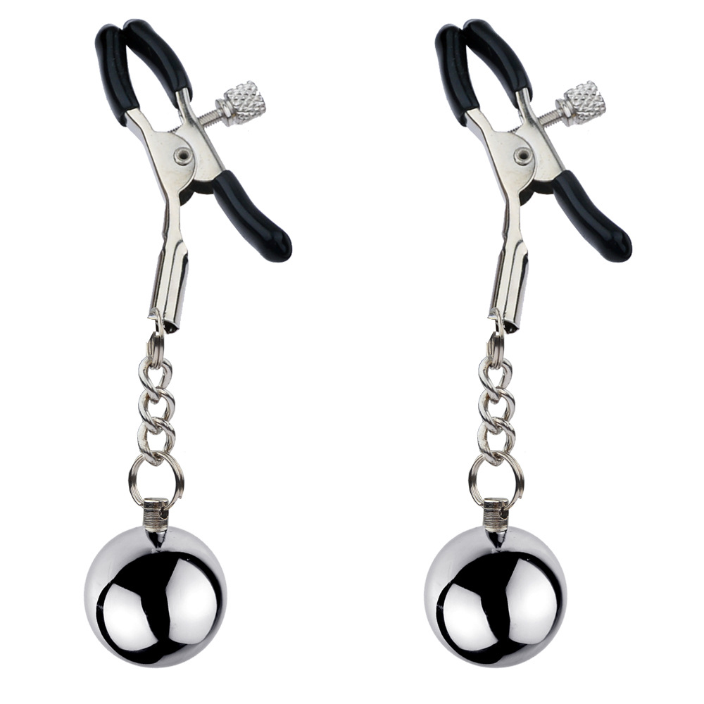 SZ016--Sex toys SM nipple clamp metal sex toys male and female couples student sex toys gravity ball weight-bearing pendant vaginal clamp
