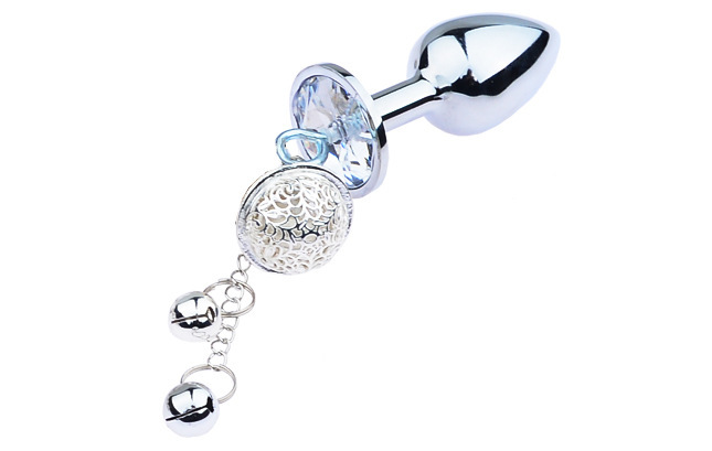 SZ017--Adult SM sex toys metal bell anal plug walnut anal plug round silver Gong Ling anal plug