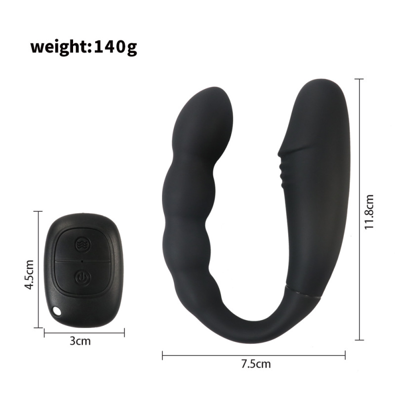 GS215-1--Rechargeable U-shaped double-head vibrator, simulated masturbation, silicone pull-bead anal plug, remote-controlled vibrator