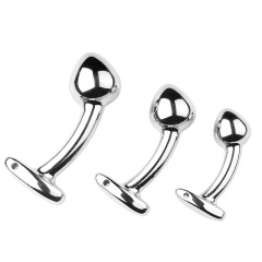 SZ019--Metal erotic anus expansion G-spot anal plug curved silicone mushroom head anal plug