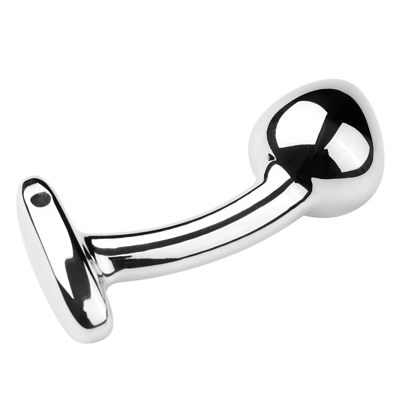 SZ019--Metal erotic anus expansion G-spot anal plug curved silicone mushroom head anal plug