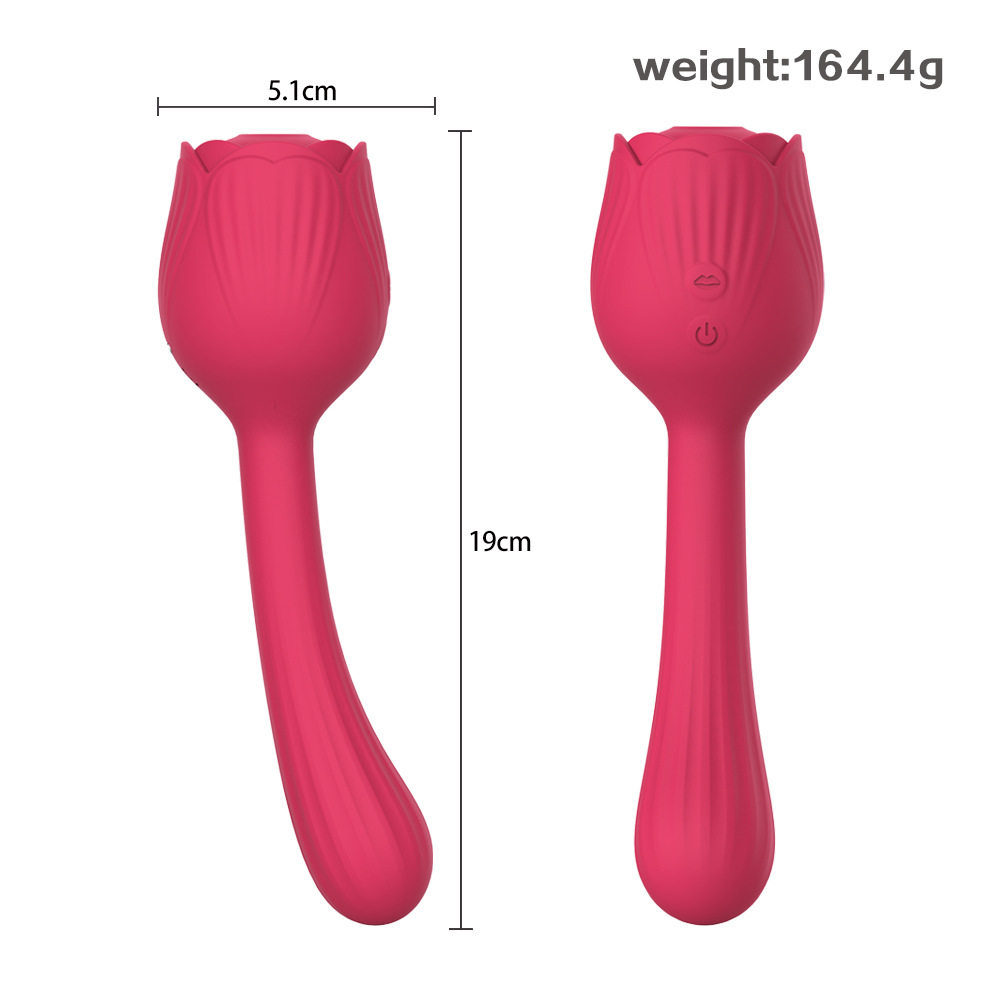 TD1076-1--Double-headed rose sucking vibrator female masturbation vibrating AV massage stick