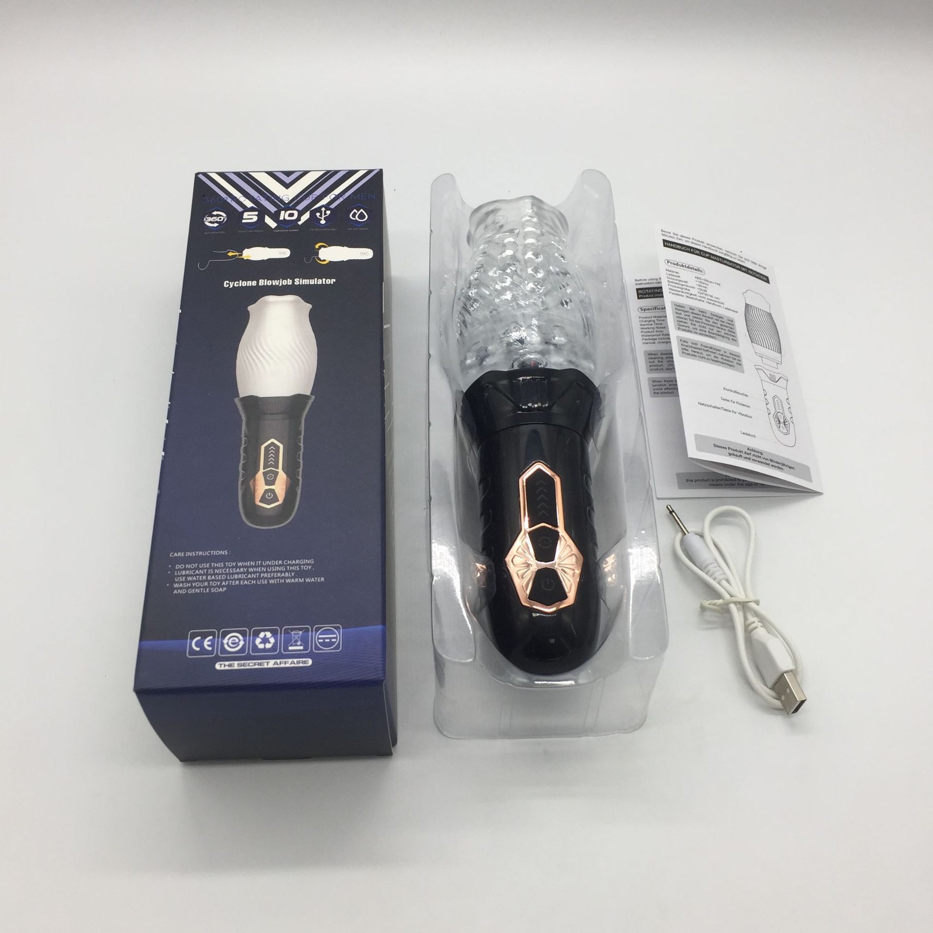 A44--Bellucci Rotating Aircraft Cup Vibration Wrapped Silicone Liner Male Masturbator