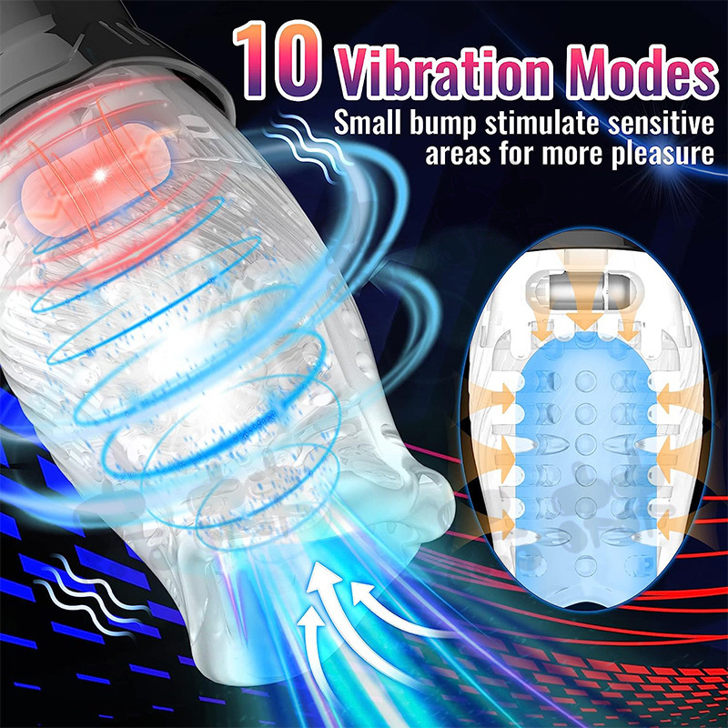 A44--Bellucci Rotating Aircraft Cup Vibration Wrapped Silicone Liner Male Masturbator