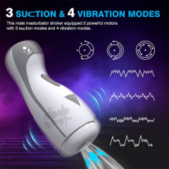 A07--Sucking heating and vibrating airplane cup masturbation device for men's adult products electric massager