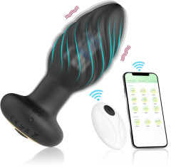 GS428--Threaded Charging Wireless Remote Control APP Vibrating Back Court Silicone Anal Plug Vibrator