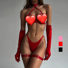 211211-European and American sexy tassel underwear Amazon steel ring mesh underwear set sexy kit