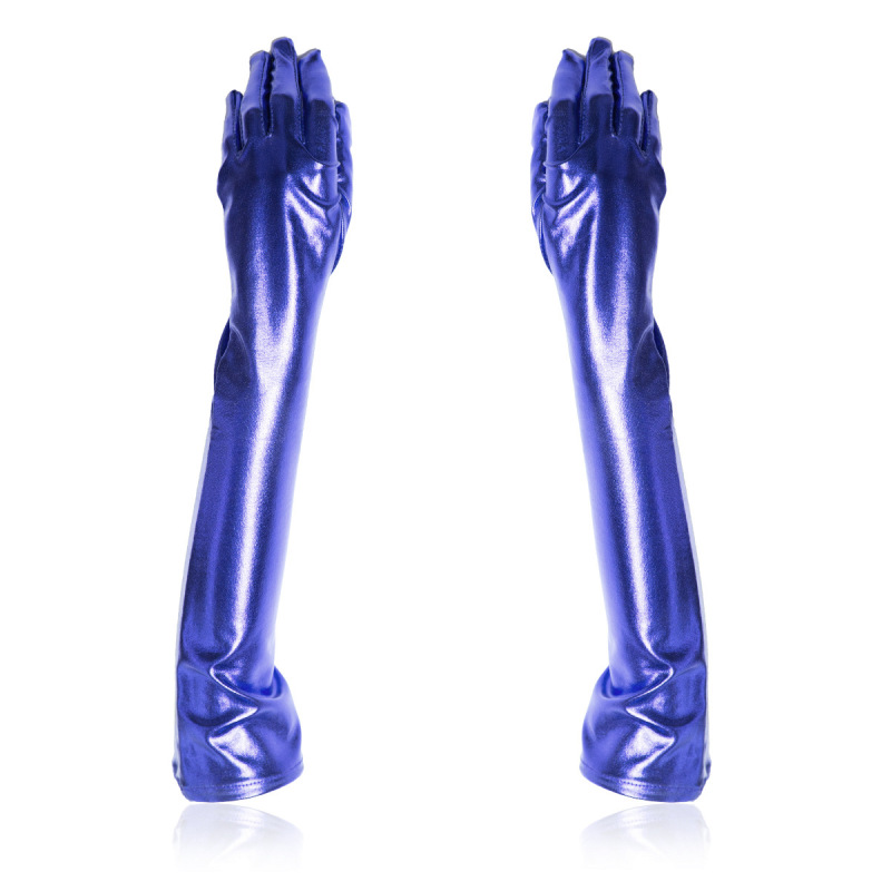 302401086-Flirting Black Patent Leather Gloves Women's Utensils Five Finger Gloves Full Finger Gloves