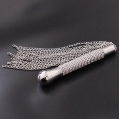 291200168-Hot selling diamond handle iron chain mustache whip weighted chain riding whip pointer sex supplies