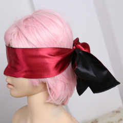 233201055-Simulated silk two-color eye mask, hot selling hand-tied satin red black bondage mask, flirting toy face covering
