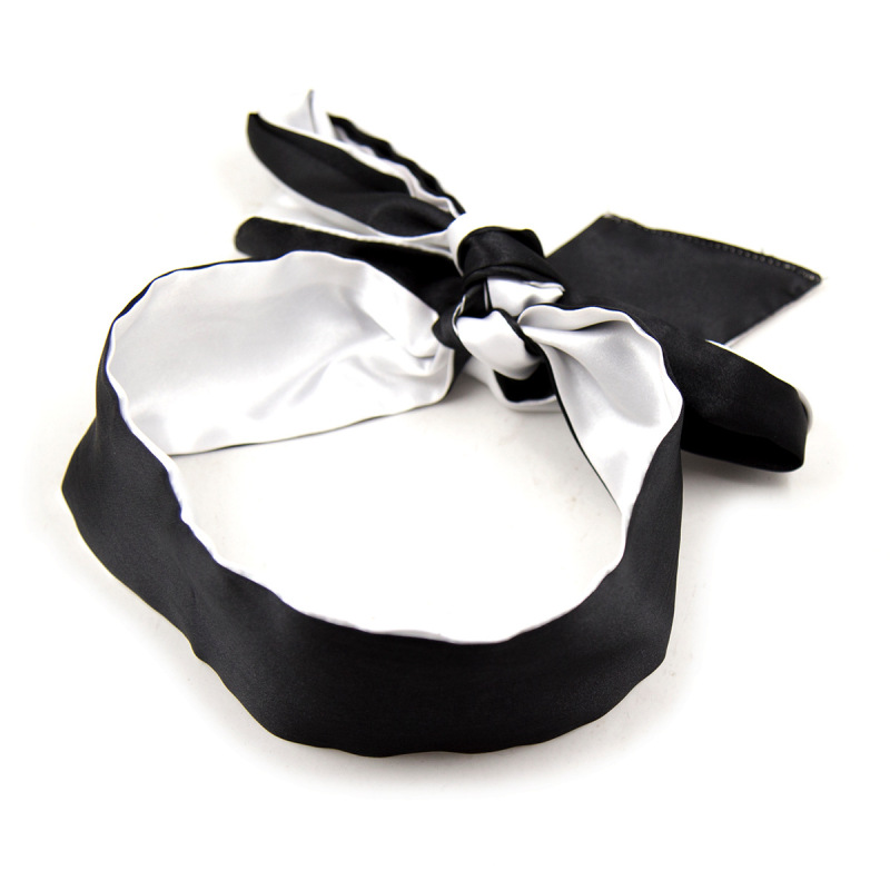 233201055-Simulated silk two-color eye mask, hot selling hand-tied satin red black bondage mask, flirting toy face covering
