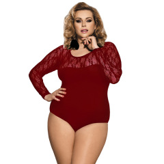 R80372--Plus size sexy underwear new supply lace long-sleeved corset bodysuit