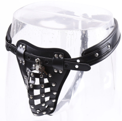 322402082-Leather male chastity belt penis lock cage adult erotic SM alternative toy leather chastity pants