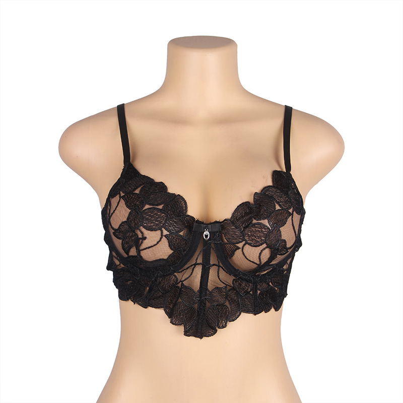 R81152--Plus size sexy lingerie European and American sexy lace hollow push-up bra with underwire