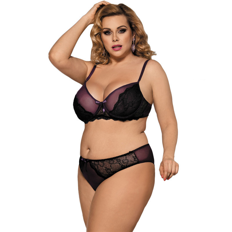 R80273--Plus size women's sexy lace pajamas three-point set