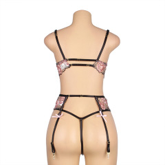 R81141--Erotic bra, garter belt set, underwire push-up, large size sexy underwear