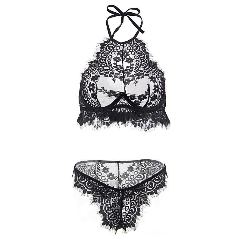 R80841--Plus size sexy lingerie lace sexy transparent bra set