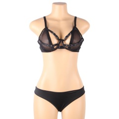 R80940--Large size sexy lingerie sexy mesh bra briefs two-piece set
