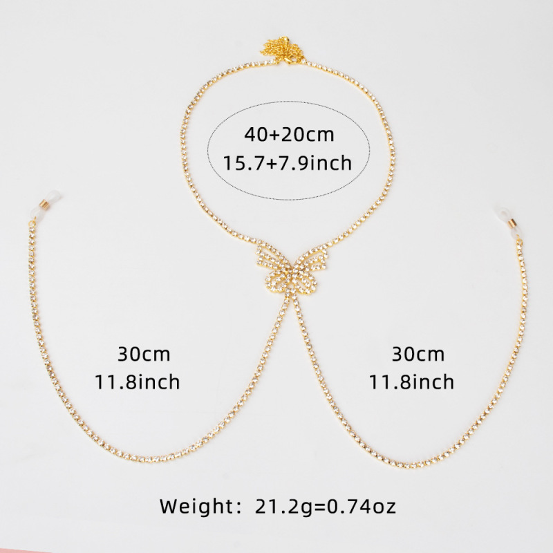 ST221012-Tassel butterfly nipple chain European and American non-piercing rhinestone body chain