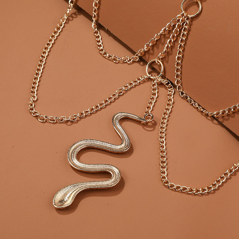 TL230911-European and American creative personality zodiac snake multi-layer leg chain for women